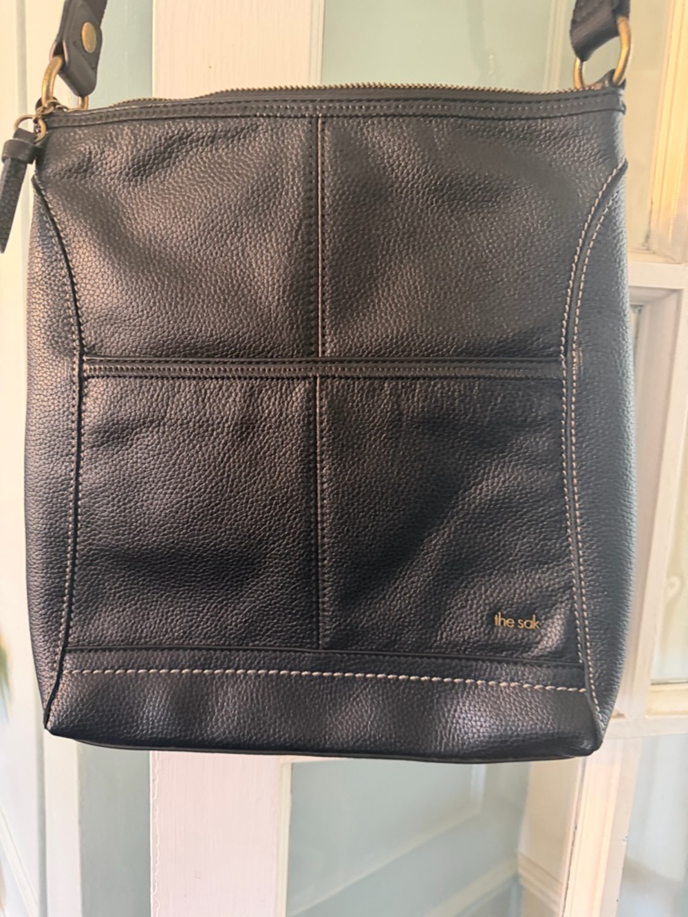 The Sak Black Leather Crossbody Shoulder Bag NEW